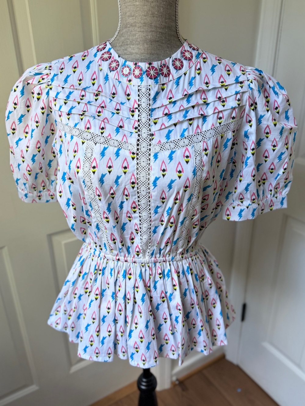Sheridan French Etoile Ikat Blouse Lace Size Small
